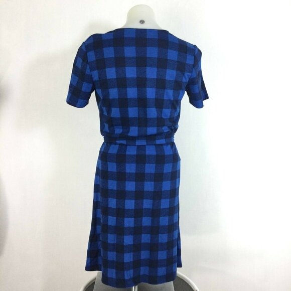 Draper James Buffalo Plaid Wrap Dress Womens Nassau Navy Size XS NWT - Picture 4 of 10